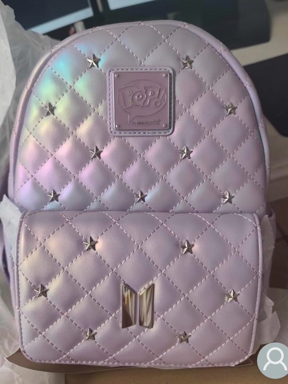 Loungefly BTS Logo Iridescent Purple Mini Backpack